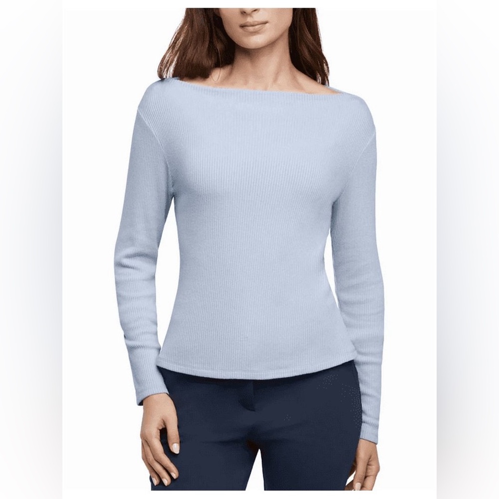 Banana Republic Women's Ribbed Long Sleeve Top Blue Medium